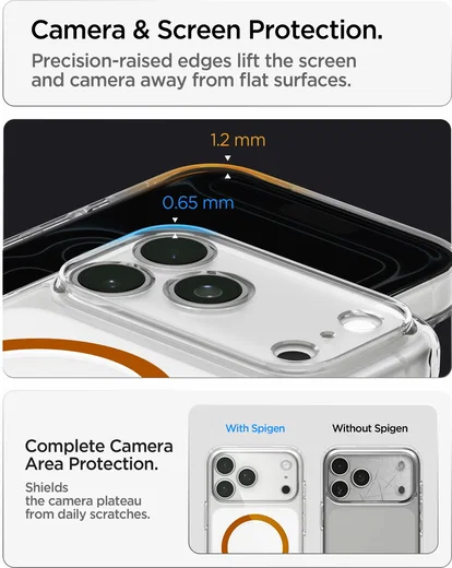 Spigen Ultra Hybrid MagFit iPhone 18 Pro Max / 17 Pro Max Hoesje Clear Oranje afbeelding 5