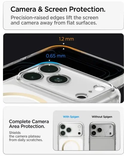 Spigen Ultra Hybrid MagFit iPhone 18 Pro Max / 17 Pro Max Hoesje Clear Goud afbeelding 5