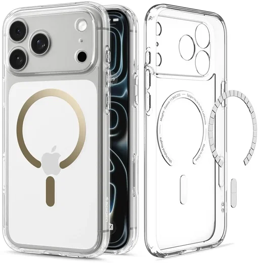 Spigen Ultra Hybrid MagFit iPhone 18 Pro Max / 17 Pro Max Hoesje Clear Goud afbeelding 1