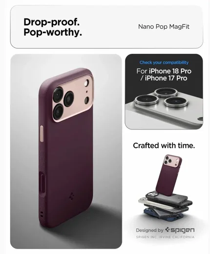Spigen Nano Pop MagFit iPhone 18 Pro Max / 17 Pro Max Hoesje MagSafe Burgundy afbeelding 7