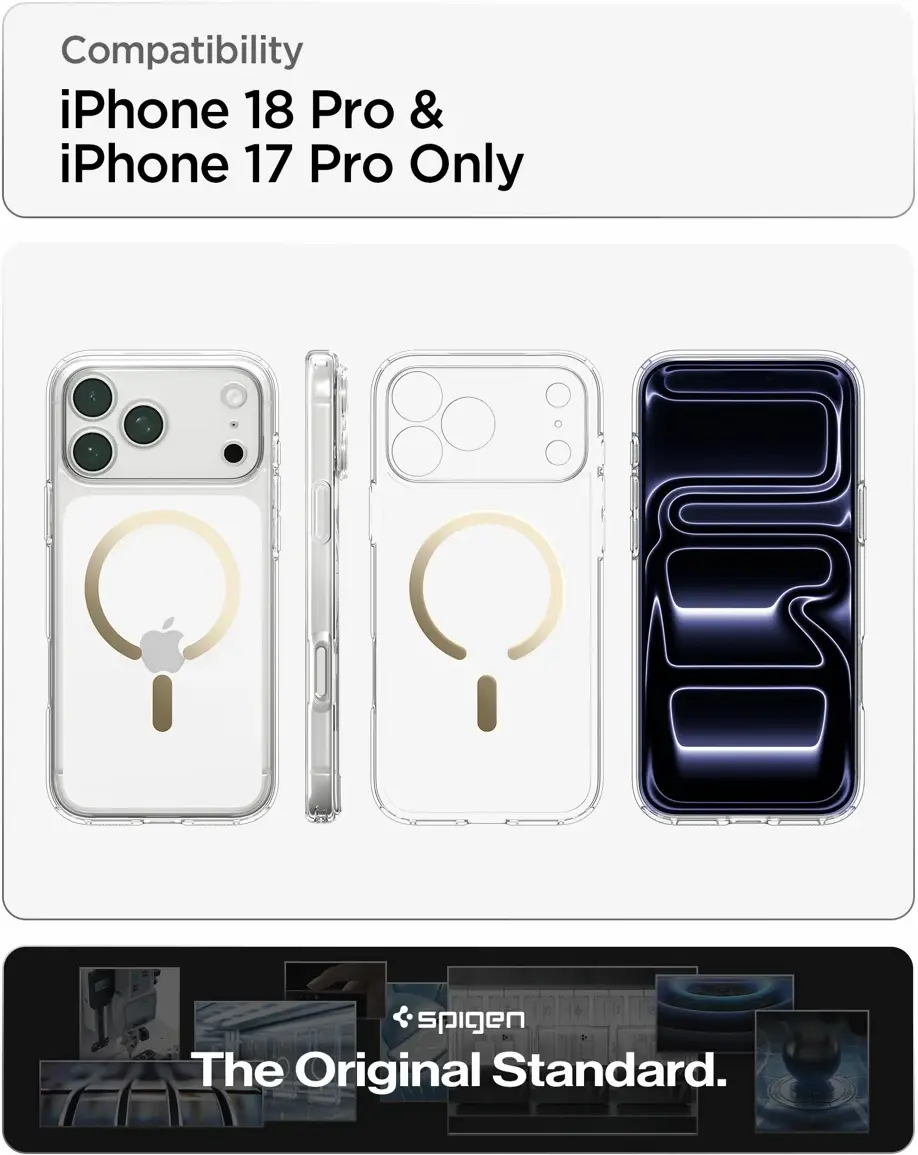 Spigen Ultra Hybrid MagFit iPhone 18 Pro / 17 Pro Hoesje MagSafe Clear Goud afbeelding 4