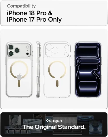 Spigen Ultra Hybrid MagFit iPhone 18 Pro / 17 Pro Hoesje MagSafe Clear Goud afbeelding 4
