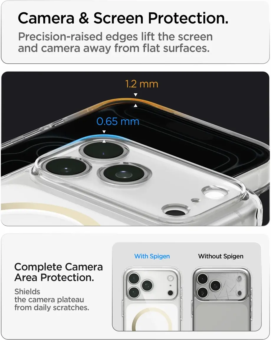 Spigen Ultra Hybrid MagFit iPhone 18 Pro / 17 Pro Hoesje MagSafe Clear Goud afbeelding 5