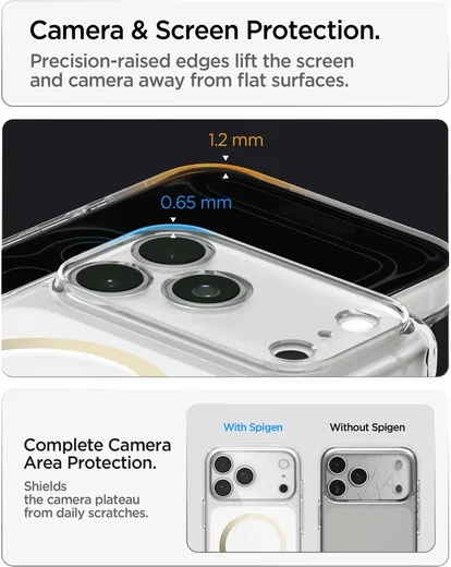 Spigen Ultra Hybrid MagFit iPhone 18 Pro / 17 Pro Hoesje MagSafe Clear Goud afbeelding 5