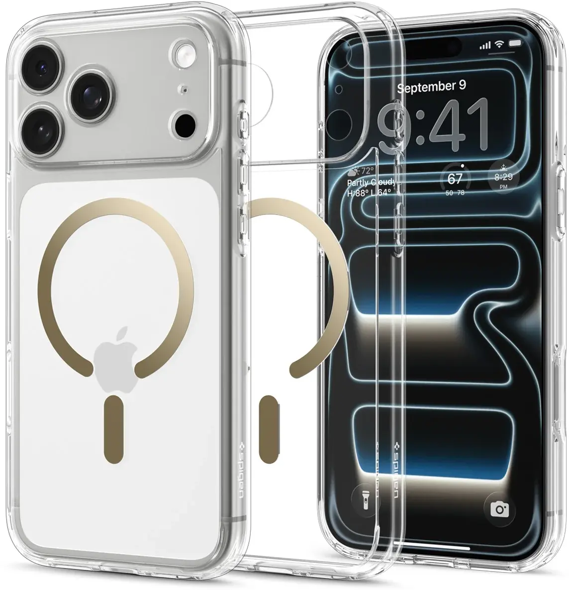 Spigen Ultra Hybrid MagFit iPhone 18 Pro / 17 Pro Hoesje MagSafe Clear Goud afbeelding 2