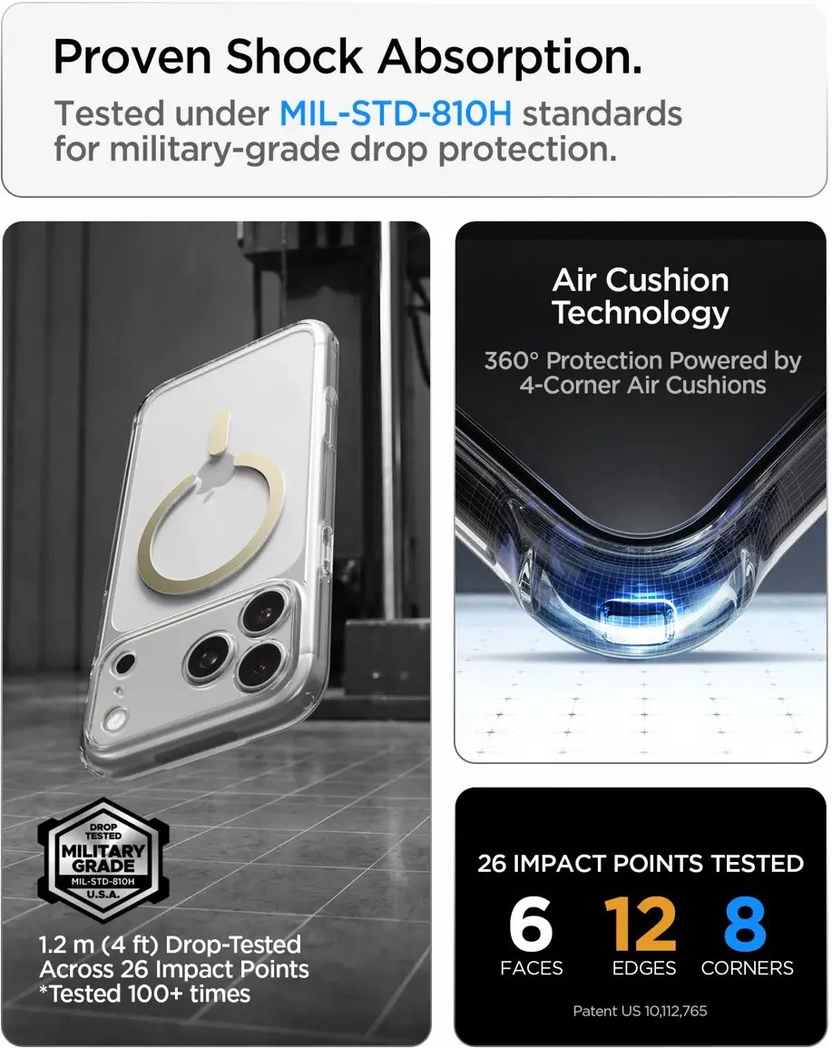 Spigen Ultra Hybrid MagFit iPhone 18 Pro / 17 Pro Hoesje MagSafe Clear Goud afbeelding 3