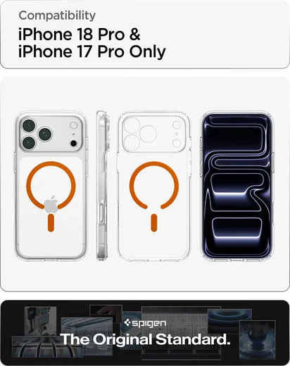 Spigen Ultra Hybrid MagFit iPhone 18 Pro / 17 Pro Hoesje MagSafe Clear Oranje afbeelding 4