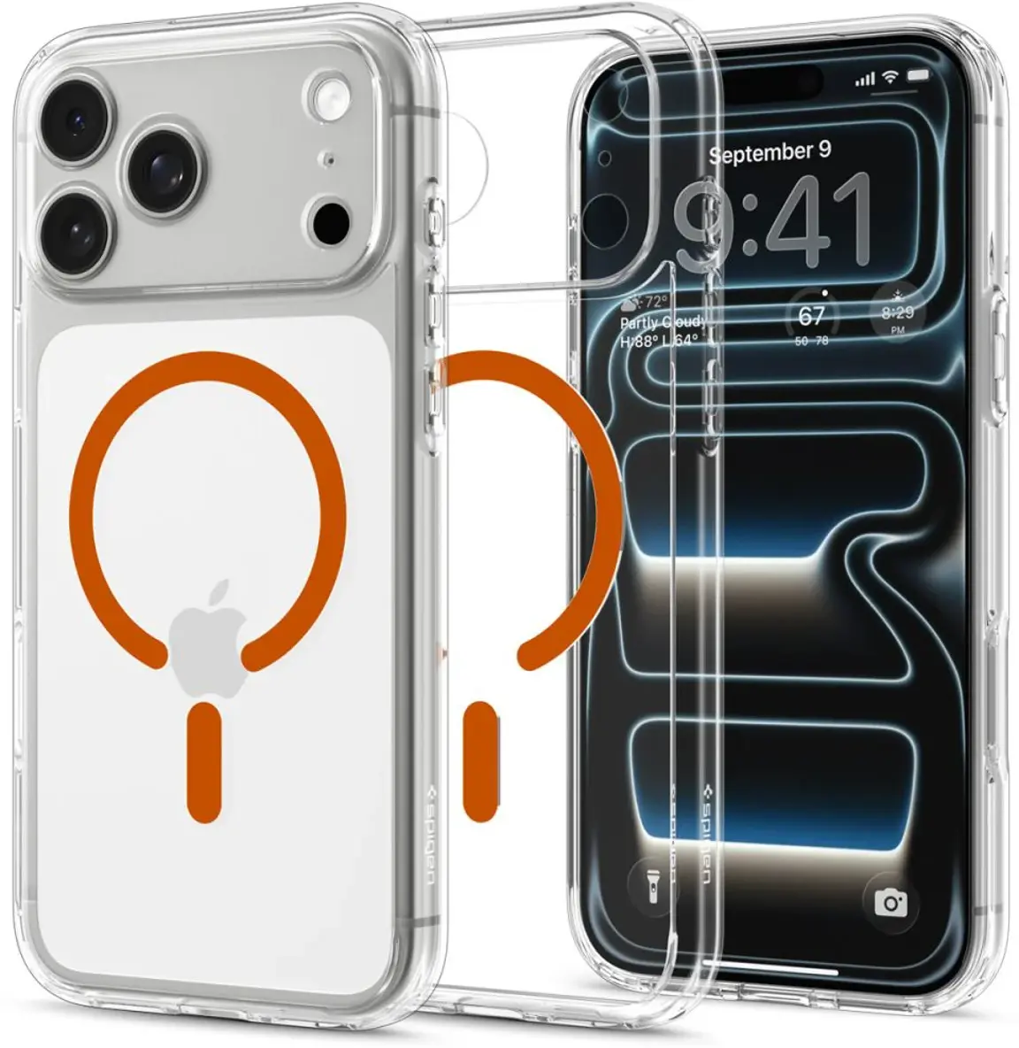 Spigen Ultra Hybrid MagFit iPhone 18 Pro / 17 Pro Hoesje MagSafe Clear Oranje afbeelding 2