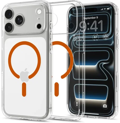 Spigen Ultra Hybrid MagFit iPhone 18 Pro / 17 Pro Hoesje MagSafe Clear Oranje afbeelding 2