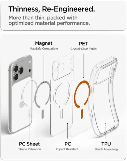 Spigen Ultra Hybrid MagFit iPhone 18 Pro / 17 Pro Hoesje MagSafe Clear Oranje afbeelding 7