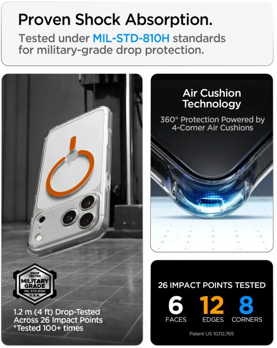 Spigen Ultra Hybrid MagFit iPhone 18 Pro / 17 Pro Hoesje MagSafe Clear Oranje afbeelding 3