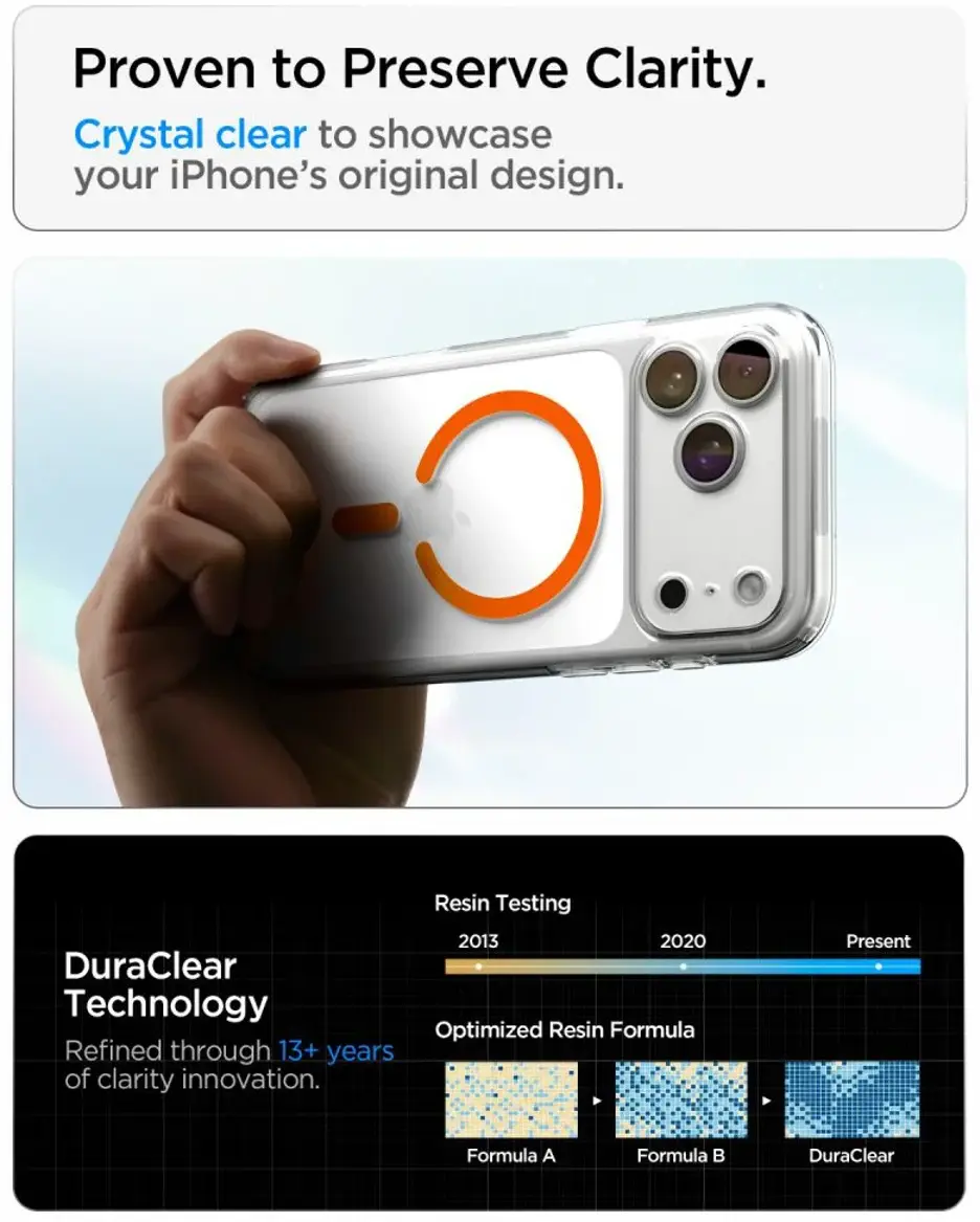 Spigen Ultra Hybrid MagFit iPhone 18 Pro / 17 Pro Hoesje MagSafe Clear Oranje afbeelding 8
