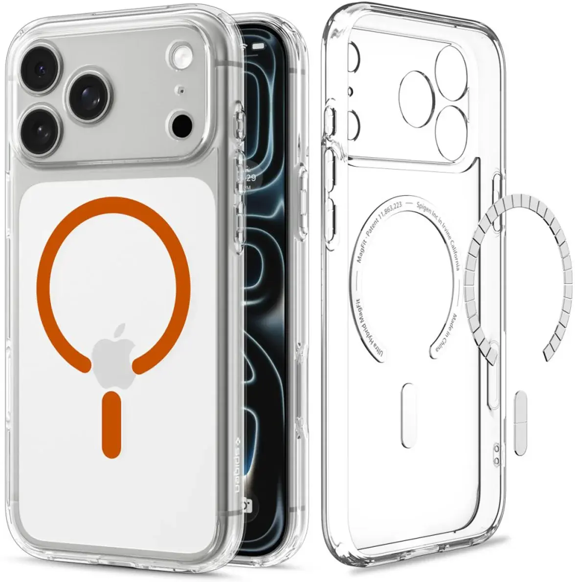 Spigen Ultra Hybrid MagFit iPhone 18 Pro / 17 Pro Hoesje MagSafe Clear Oranje afbeelding 1
