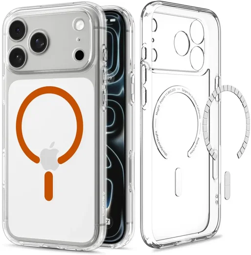 Spigen Ultra Hybrid MagFit iPhone 18 Pro / 17 Pro Hoesje MagSafe Clear Oranje afbeelding 1