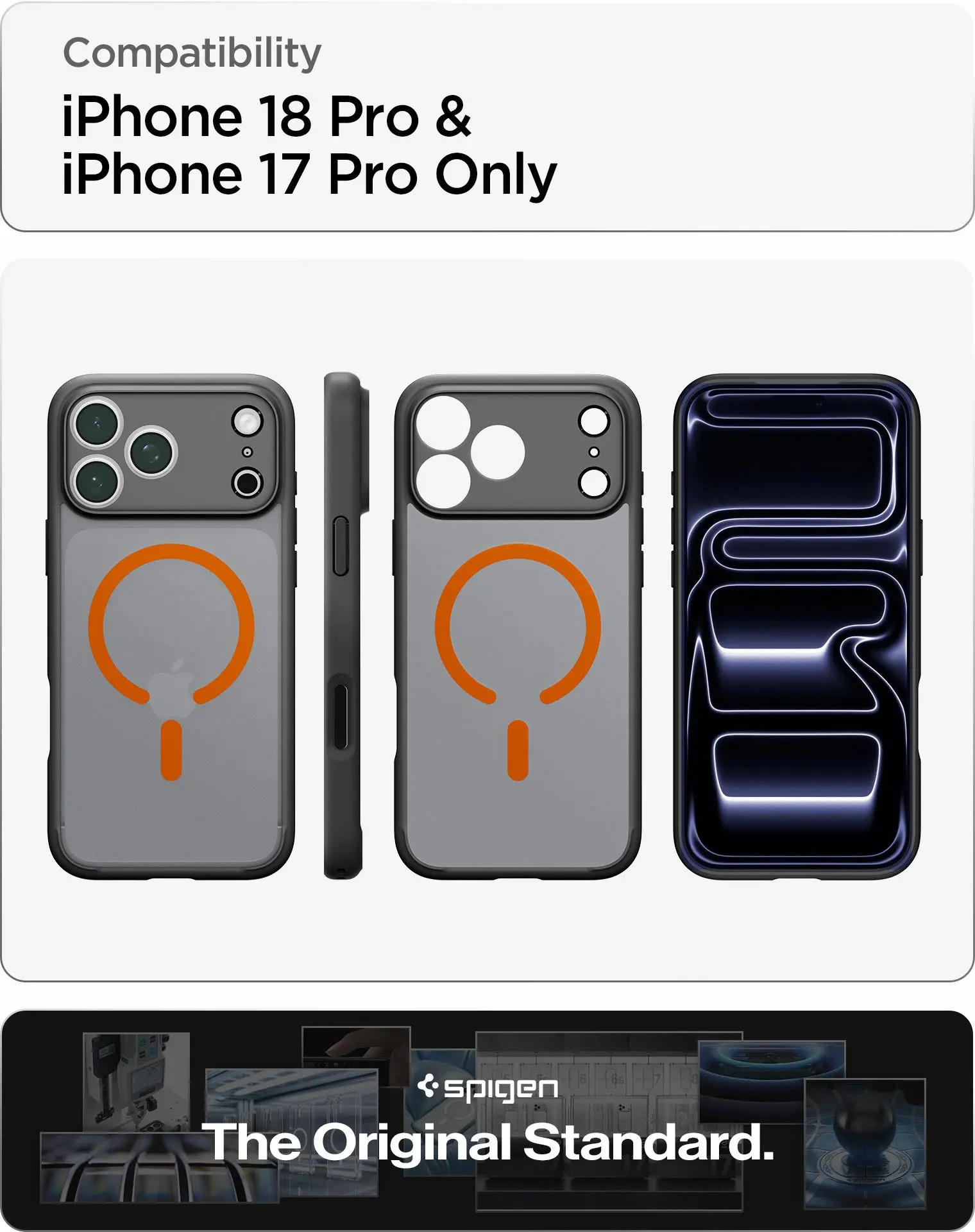 Spigen Ultra Hybrid MagFit iPhone 18 Pro / 17 Pro Hoesje MagSafe Zwart Oranje afbeelding 4