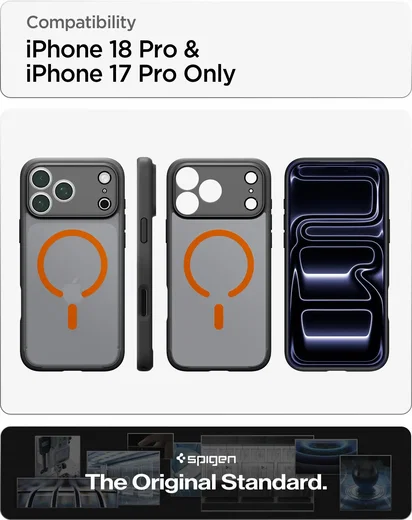 Spigen Ultra Hybrid MagFit iPhone 18 Pro / 17 Pro Hoesje MagSafe Zwart Oranje afbeelding 4