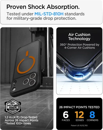 Spigen Ultra Hybrid MagFit iPhone 18 Pro / 17 Pro Hoesje MagSafe Zwart Oranje afbeelding 3