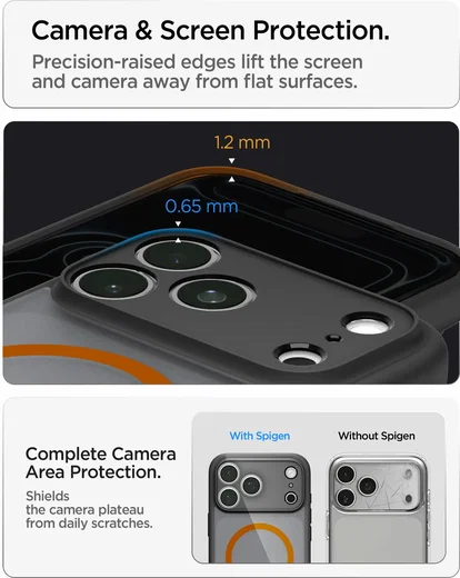 Spigen Ultra Hybrid MagFit iPhone 18 Pro / 17 Pro Hoesje MagSafe Zwart Oranje afbeelding 5