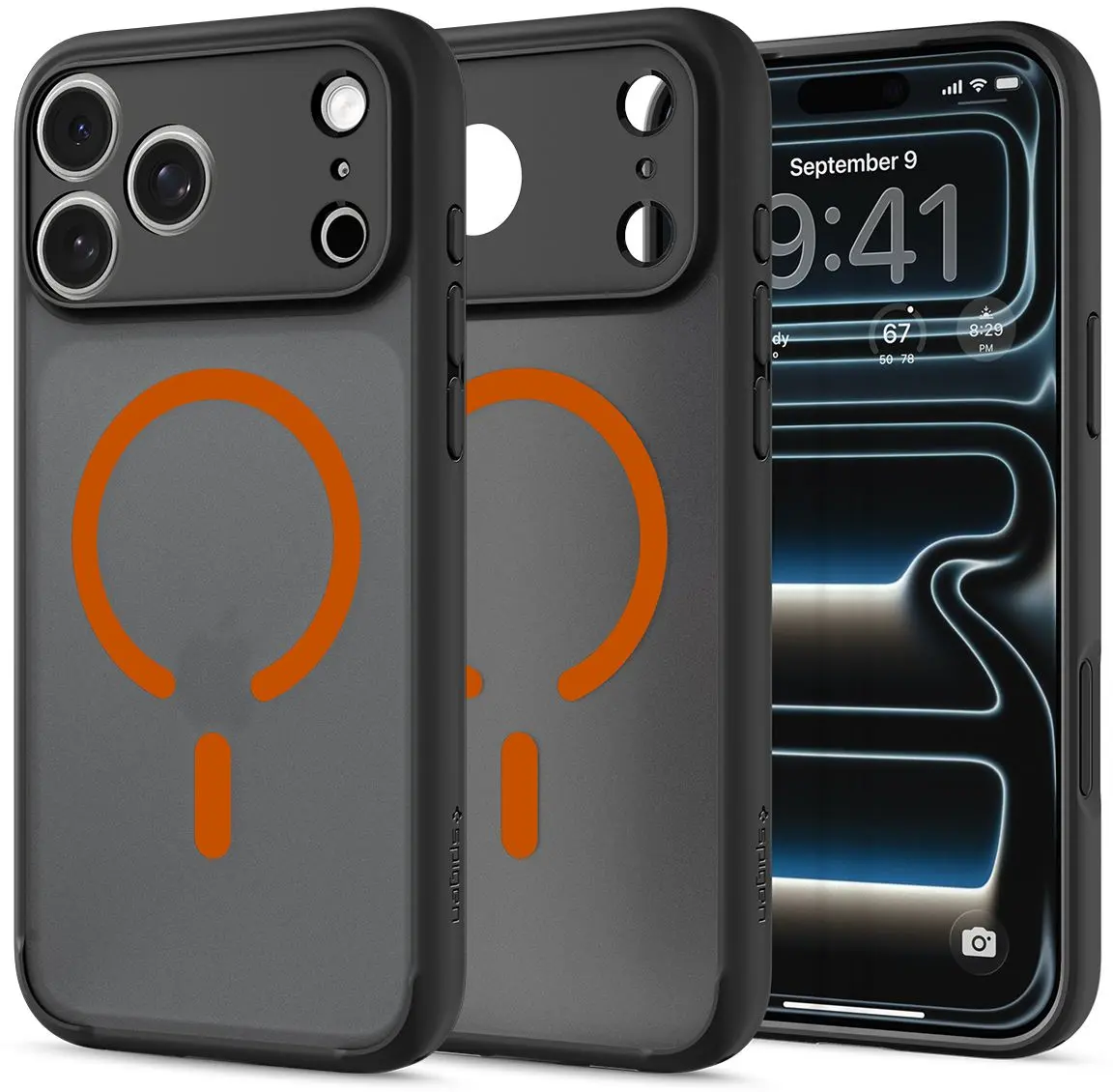 Spigen Ultra Hybrid MagFit iPhone 18 Pro / 17 Pro Hoesje MagSafe Zwart Oranje afbeelding 2
