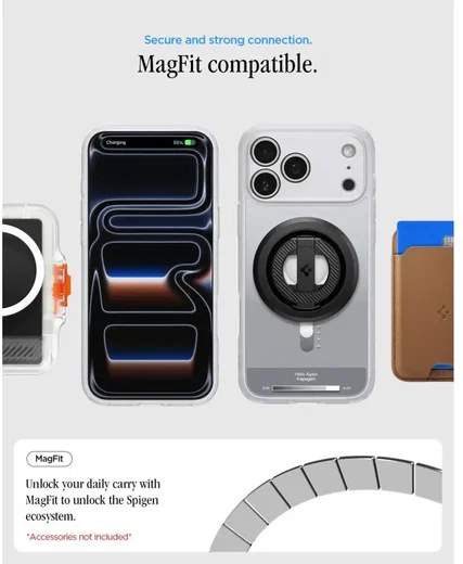 Spigen Ultra Hybrid MagFit iPhone 18 Pro / 17 Pro Hoesje MagSafe Classic Zilver afbeelding 5