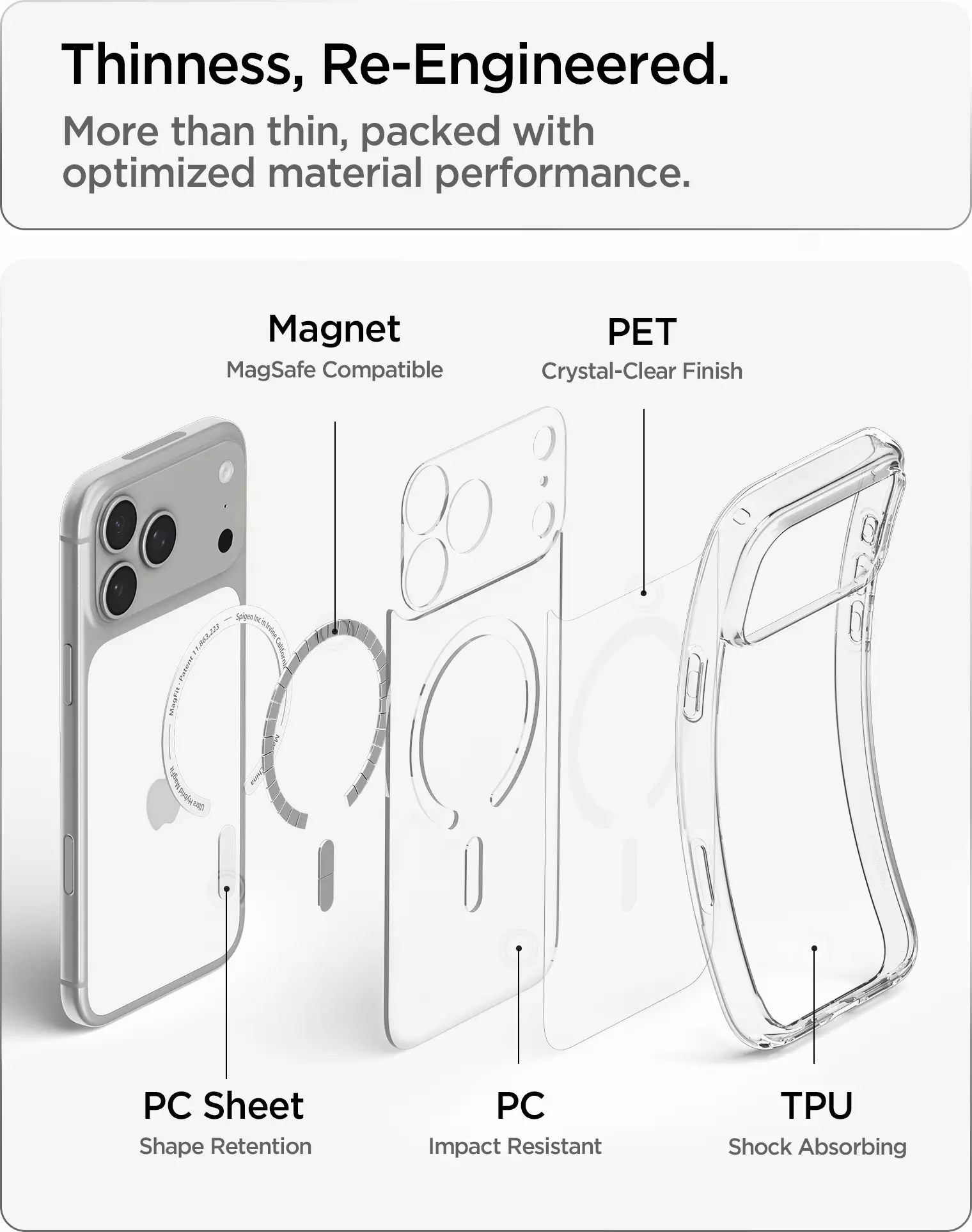Spigen Ultra Hybrid MagFit iPhone 18 Pro / 17 Pro Hoesje MagSafe Clear Wit afbeelding 7