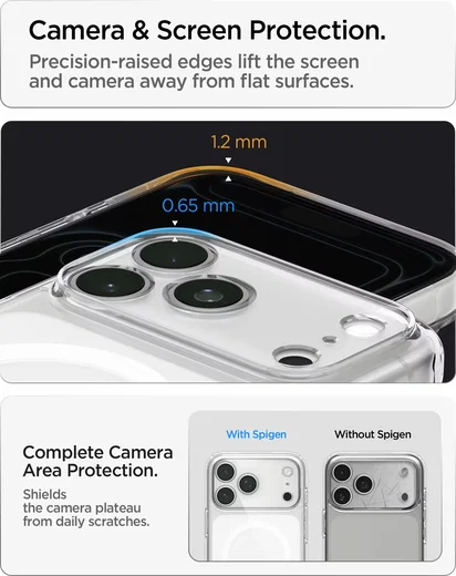 Spigen Ultra Hybrid MagFit iPhone 18 Pro / 17 Pro Hoesje MagSafe Clear Wit afbeelding 5