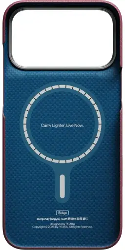 PITAKA Edge iPhone 18 Pro Max / 17 Pro Max Hoesje Magnetic Ultra Dun Burgundy afbeelding 4