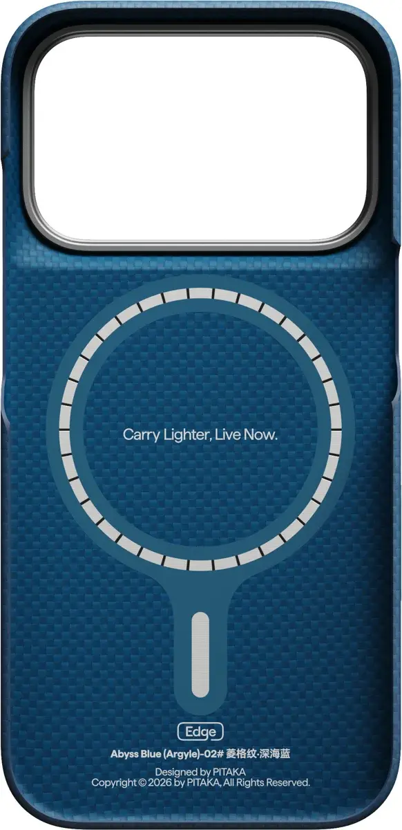 PITAKA Edge iPhone 18 Pro / 17 Pro Hoesje 600D Magnetic Ultra Dun Lichtblauw afbeelding 3