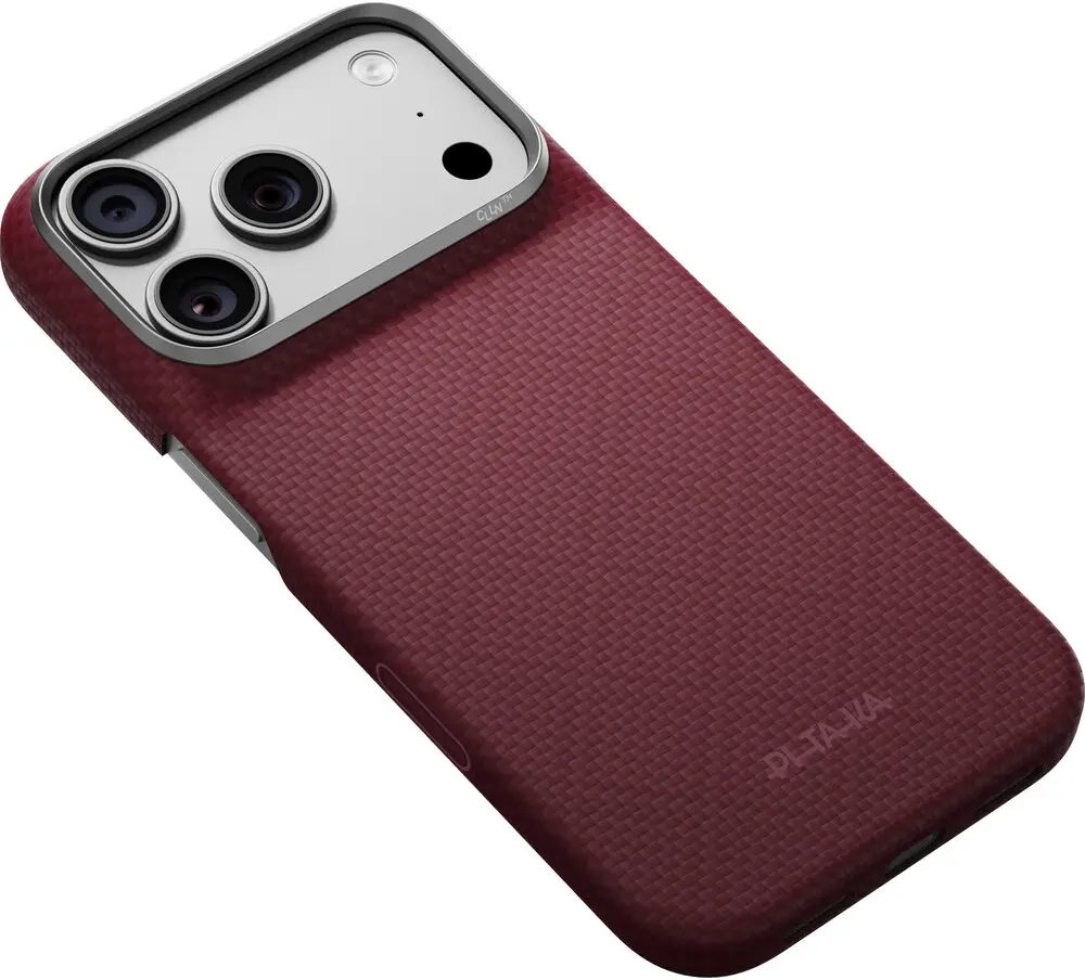 PITAKA Edge iPhone 18 Pro / 17 Pro Hoesje 600D Magnetic Ultra Dun Burgundy afbeelding 4
