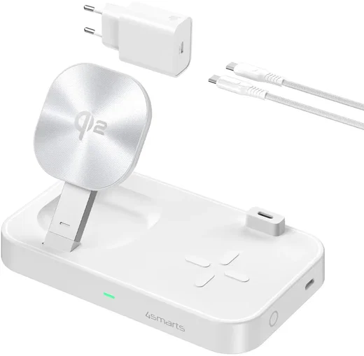 4smarts 4-in-1 Qi2 Draadloze MagSafe Oplader Smartphone/Apple Watch/AirPods Wit afbeelding 1