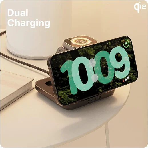Zens Nightstand Charger Pro 2 2-in-1 Draadloze MagSafe Oplader met Adapter Zwart afbeelding 3