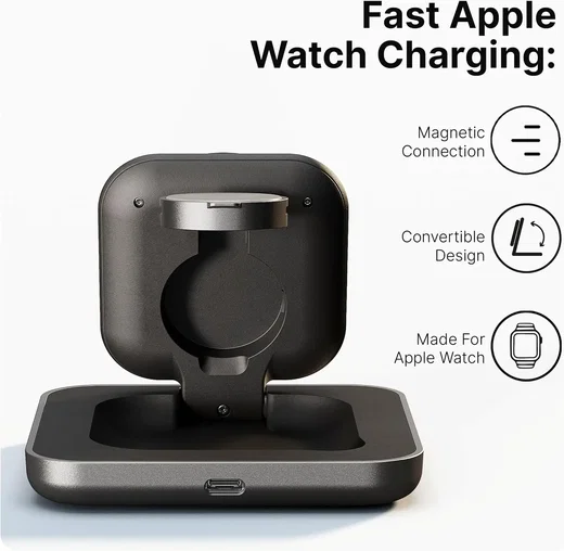 Zens Nightstand Charger Pro 2 2-in-1 Draadloze MagSafe Oplader met Adapter Zwart afbeelding 5