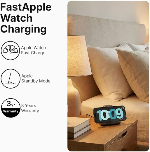 Zens Nightstand Charger Pro 2 2-in-1 Draadloze MagSafe Oplader met Adapter Zwart afbeelding 6
