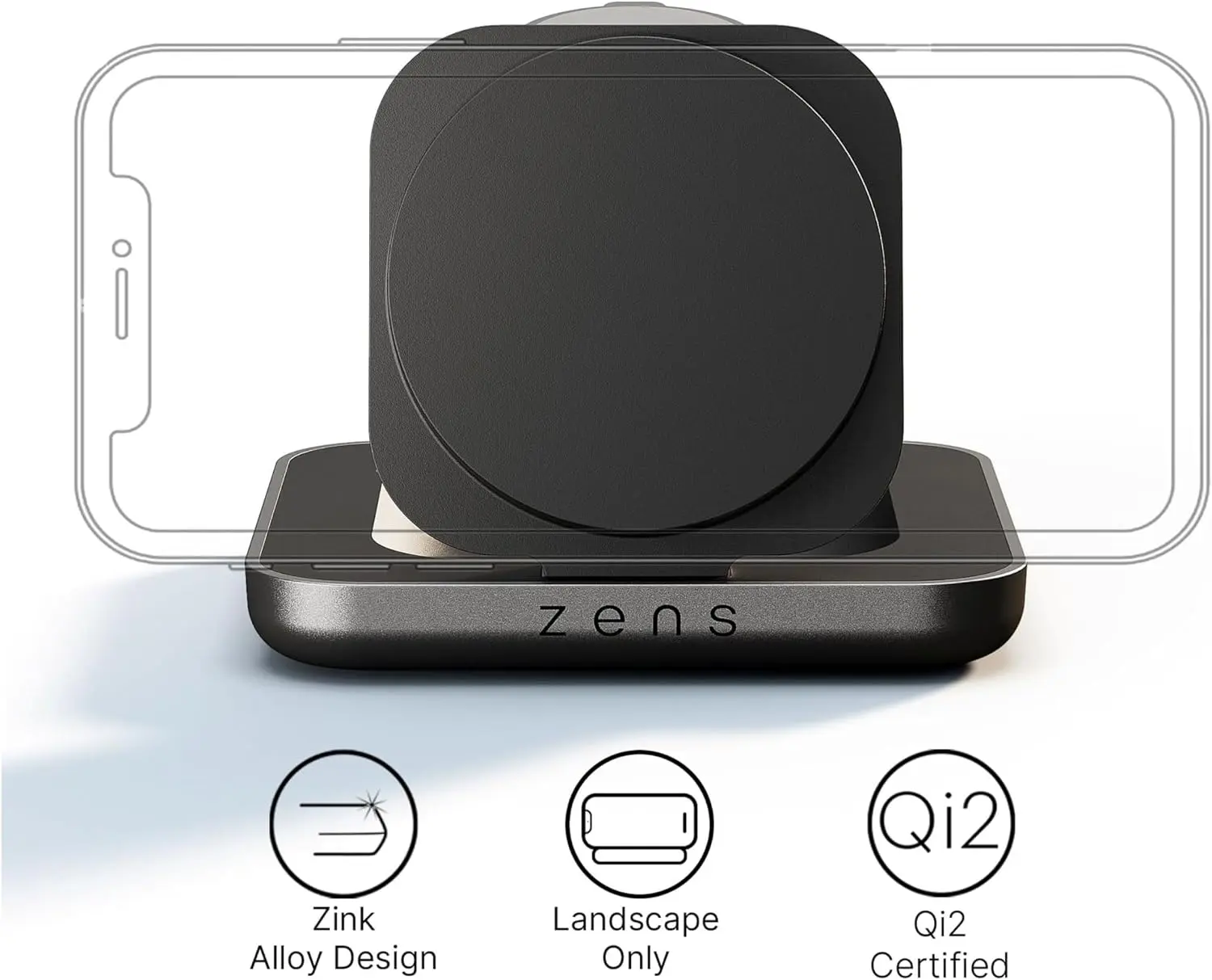 Zens Nightstand Charger Pro 2 2-in-1 Draadloze MagSafe Oplader met Adapter Zwart afbeelding 2
