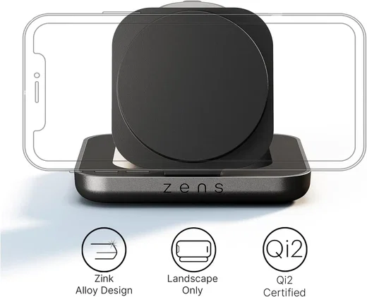 Zens Nightstand Charger Pro 2 2-in-1 Draadloze MagSafe Oplader met Adapter Zwart afbeelding 2