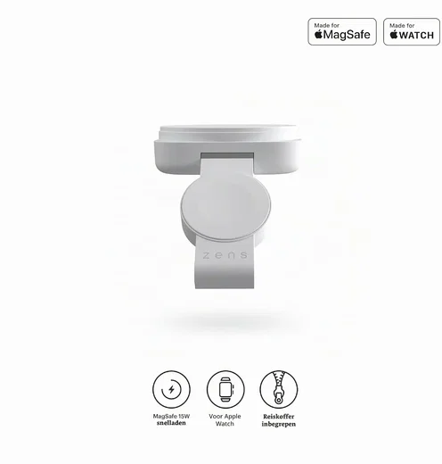 Zens Travel Charger Pro 2 2-in-1 MagSafe Reisoplader met USB-C Kabel 1M Wit afbeelding 3