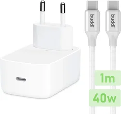 Originele Apple 40W USB-C Oplader met Buddi USB-C Kabel 1M Wit afbeelding