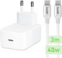 Originele Apple 40W USB-C Oplader met Buddi USB-C Kabel 3M Wit