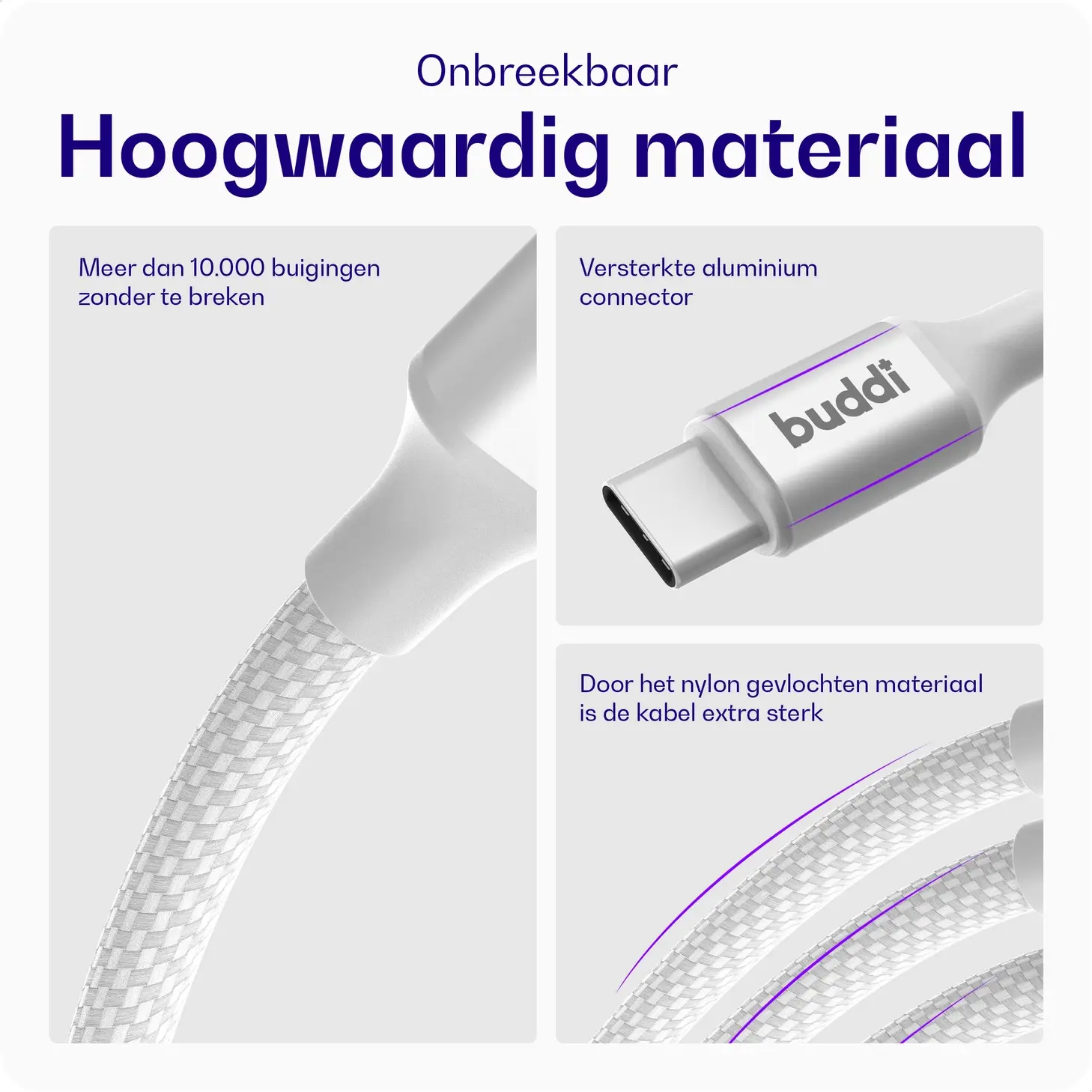 Originele Apple 40W USB-C Oplader met Buddi USB-C Kabel 3M Wit afbeelding 9