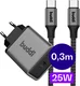 Buddi Power 25W USB-C Power Adapter met USB-C Kabel 0,3M Grijs afbeelding 1