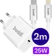Buddi Power 25W Power Adapter USB-C Oplader met 20W Lightning Kabel 2M Wit