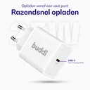 Buddi Power 25W USB-C Power Adapter met USB-C Kabel 1M Wit