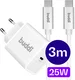 Buddi Power 25W USB-C Power Adapter met USB-C Kabel 3M Wit