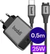 Buddi Power 25W Power Adapter USB-C Oplader met Garmin Watch Kabel 0,5M Grijs afbeelding 1