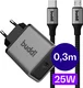 Buddi Power 25W Power Adapter USB-C Oplader met Micro-USB Kabel 0,3M Grijs afbeelding 1