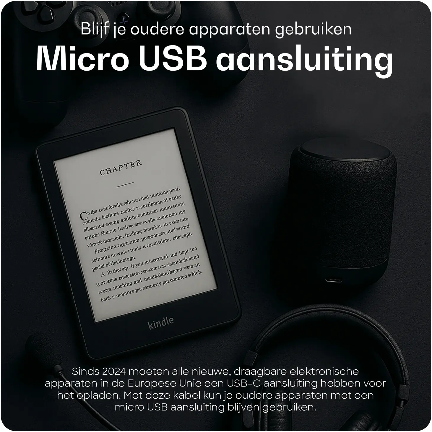 Buddi Power 25W Power Adapter USB-C Oplader met Micro-USB Kabel 1M Grijs afbeelding 5