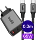 Buddi Power 65W 2x USB-C + USB-A Snellader met USB-C Kabel 0,3M Grijs afbeelding 1