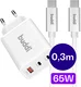 Buddi Power 65W 2x USB-C + USB-A Snellader met USB-C Kabel 0,3M Wit afbeelding 1