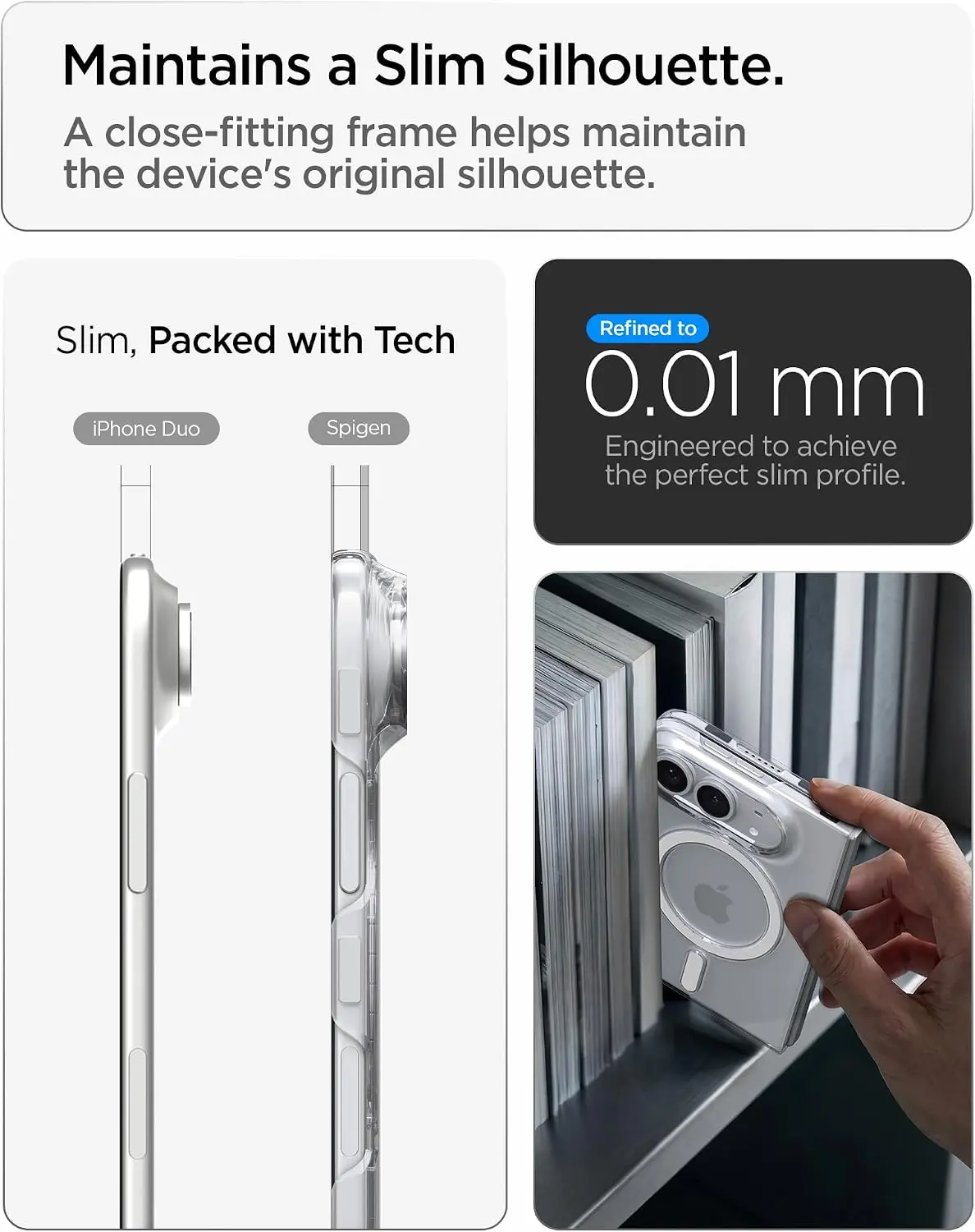Spigen Air Skin Apple iPhone Duo Hoesje Back Cover MagFit Transparant Wit afbeelding 7