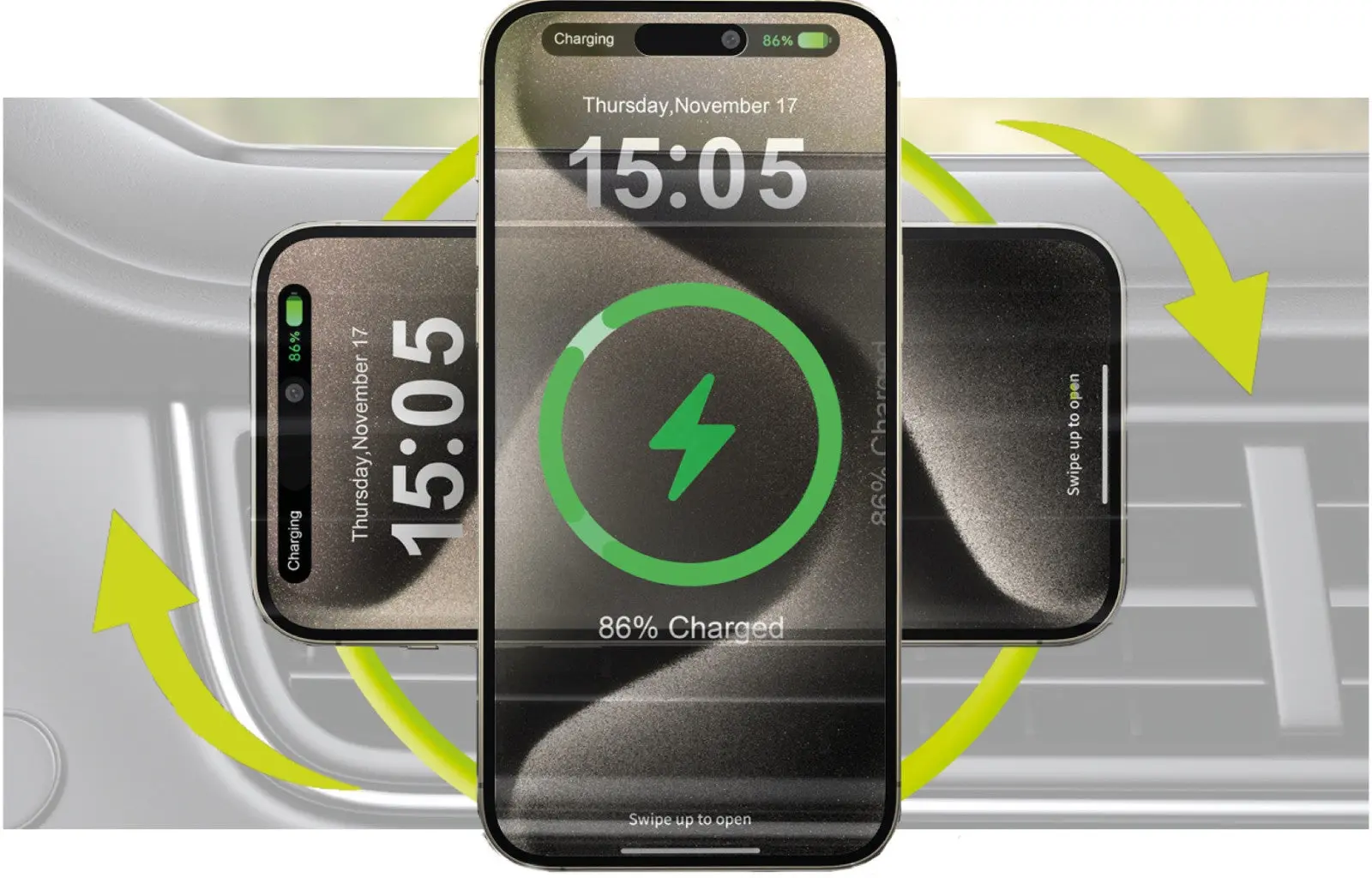 Mobile Origin CA3 Houder MagSafe Draadloze Autolader 15W Zwart afbeelding 6